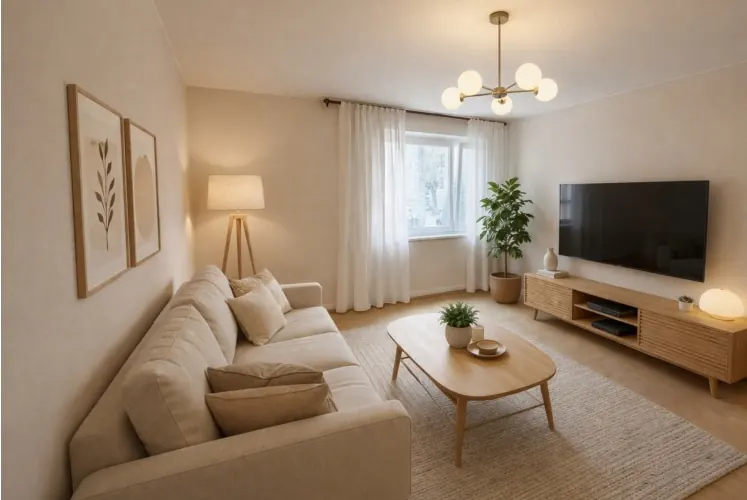 Living room — AI visualisation after staging