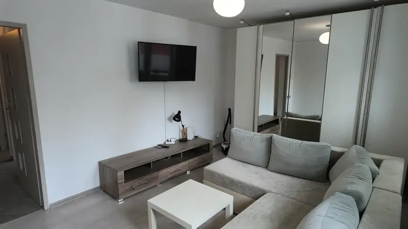 Living room, TV wall — flat at 37 Żeromskiego St, Gdynia