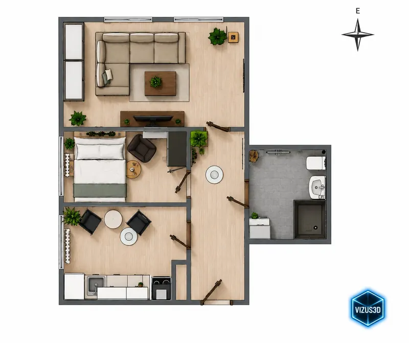 2D floor plan of the flat at 37 Żeromskiego St